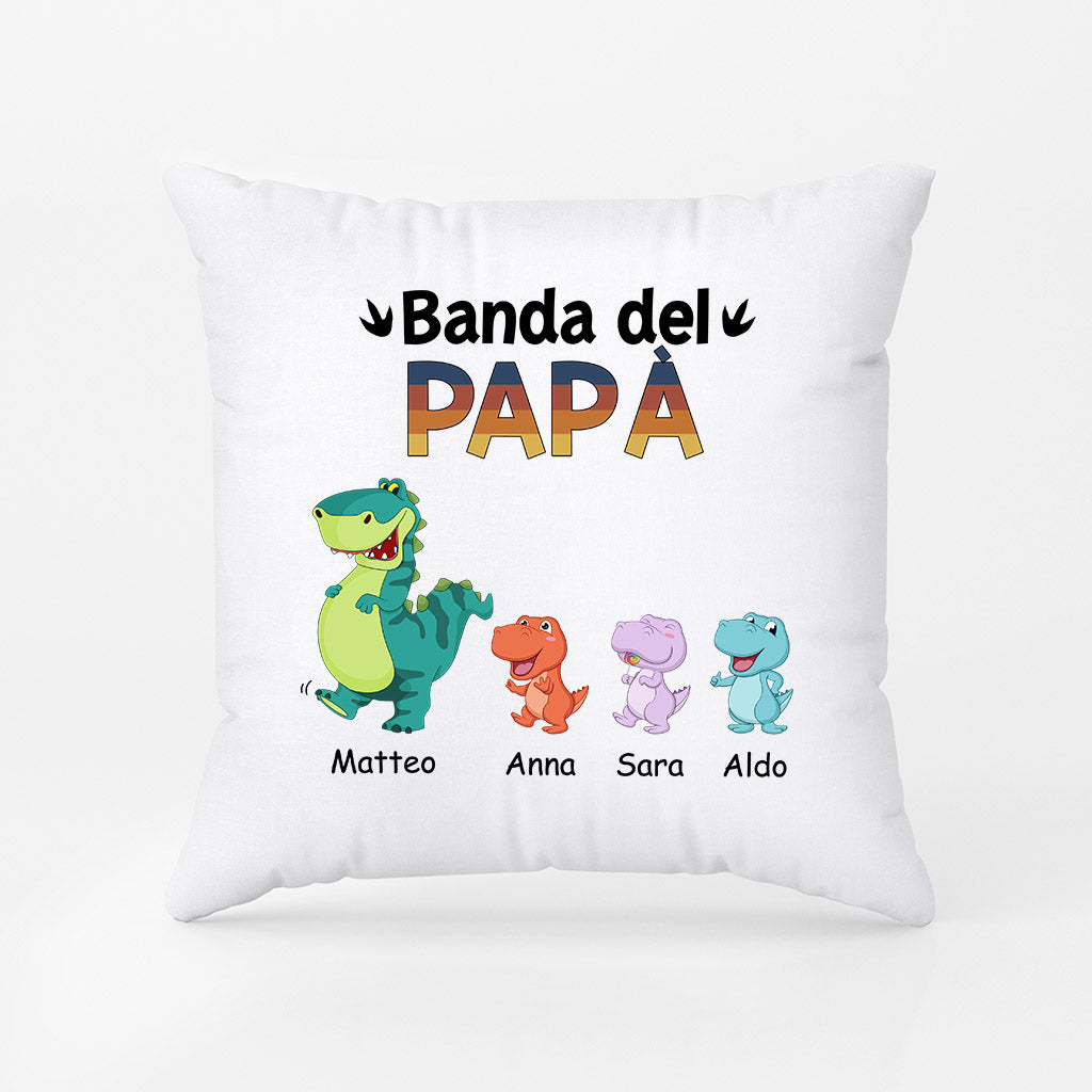 La Banda Dei Dinosauri Simpatici Del Papà/Nonno - Regali Personalizzati | Cuscino per Papà/Nonno