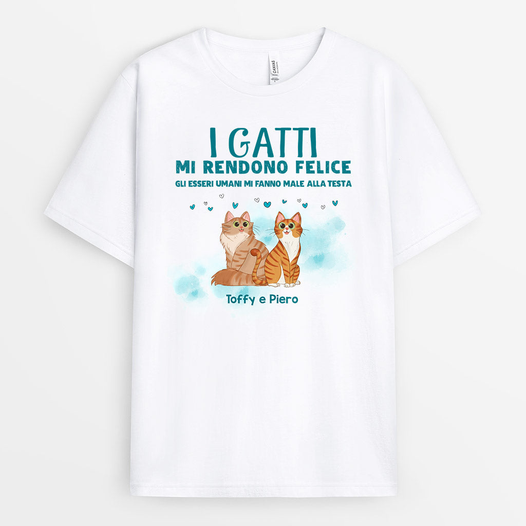 I Gatti Mi Rendono Felice - Regali Personalizzati | Magliette per Amante Dei Gatti
