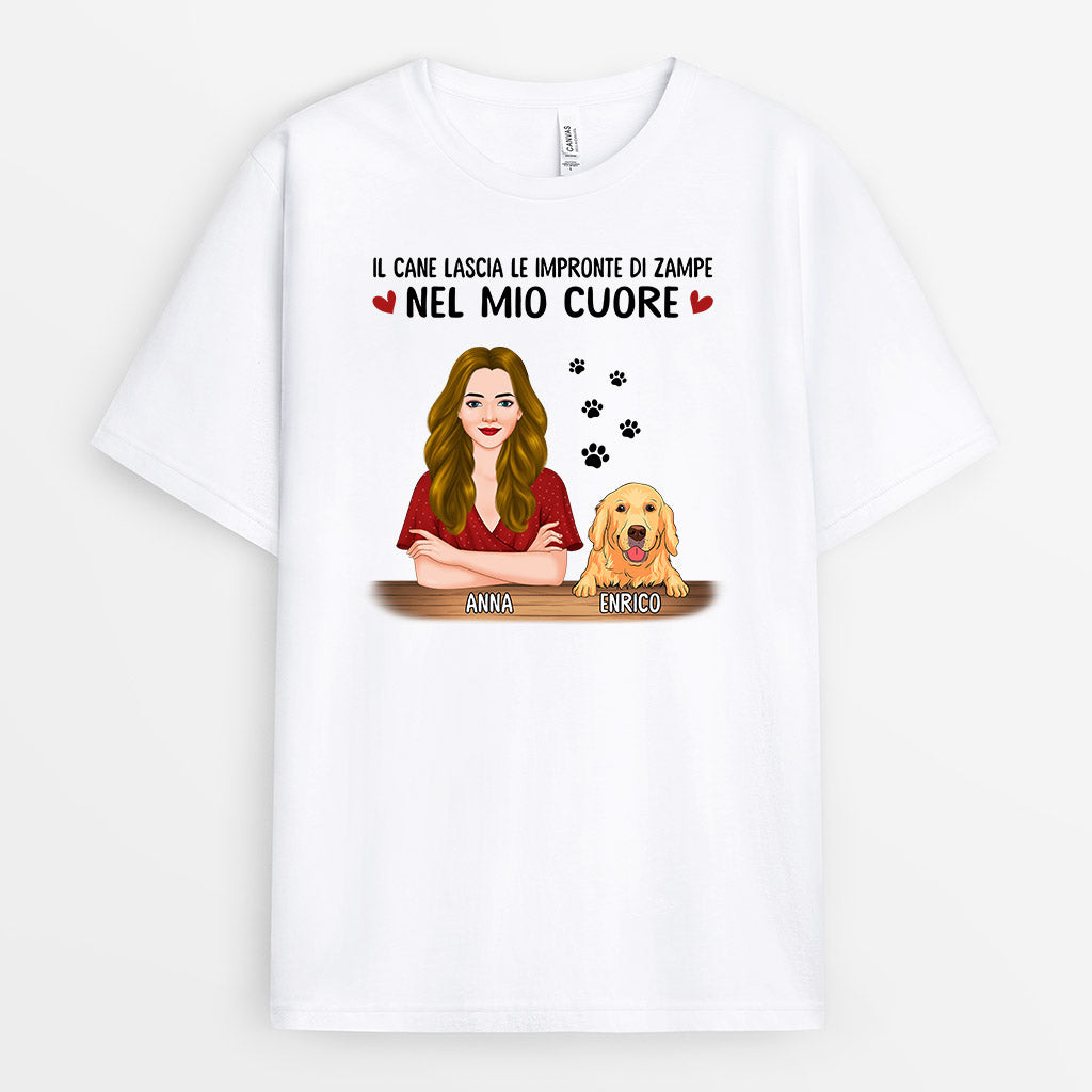 Il Cane Lascia Le Impronte Di Zampe Nel Mio Cuore - Regali Personalizzati | Magliette per gli amanti dei cani