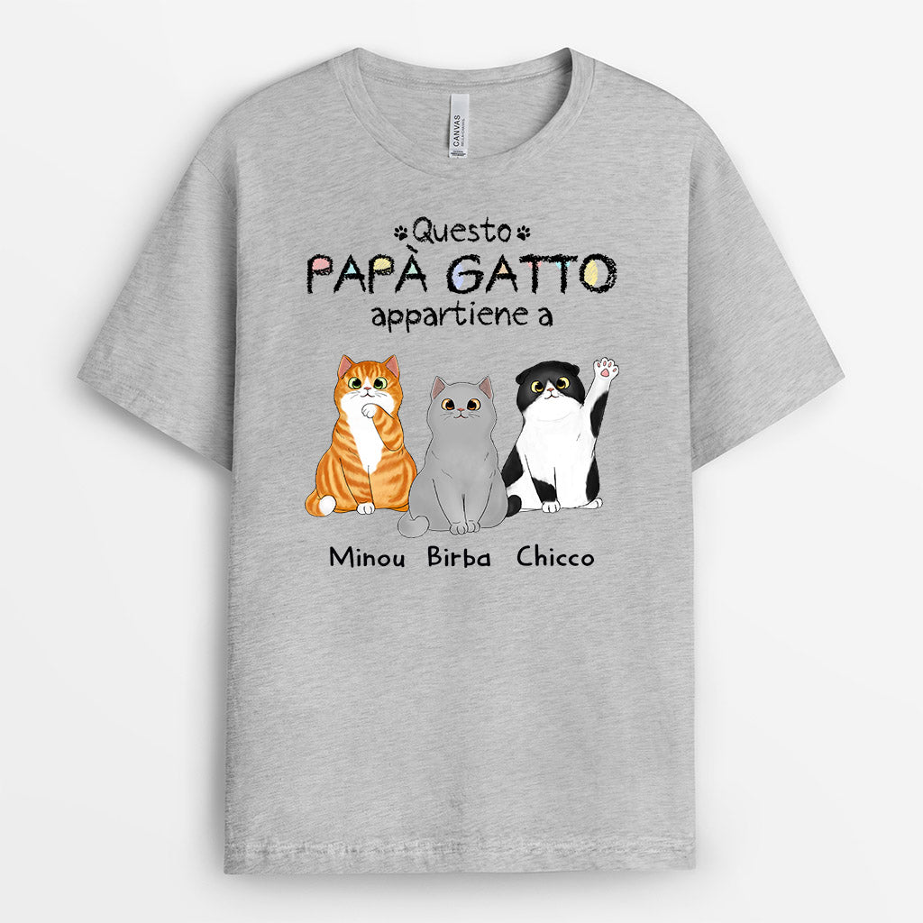 Questo Papà Gatto Appartiene A - Regali Personalizzati | Magliette per Amanti dei gatti