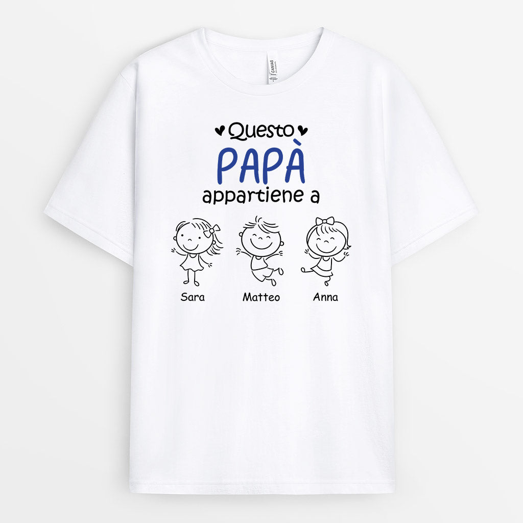 Questo Papà/Nonno Appartiene A - Regali Personalizzati | Magliette per Papà/Nonno