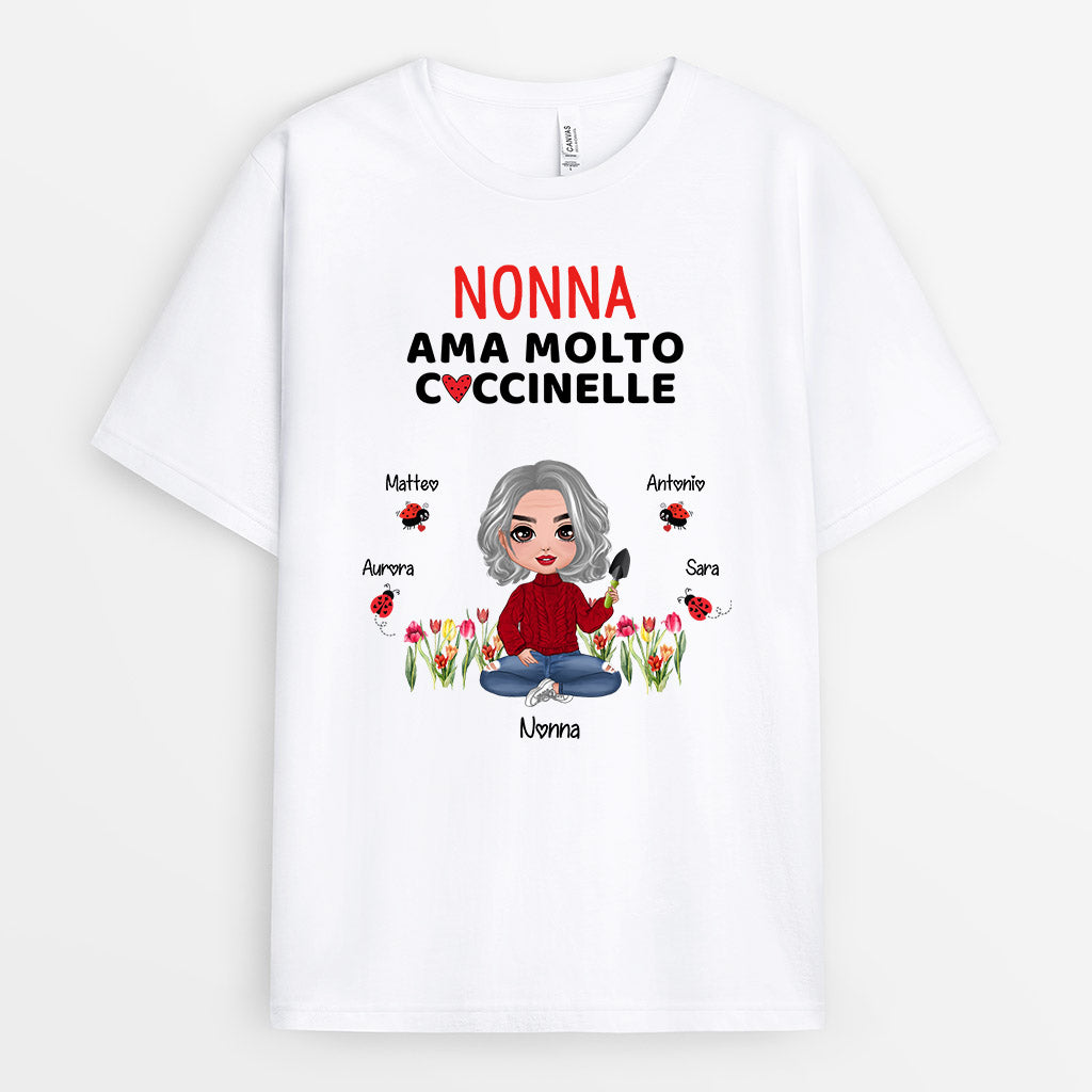 Nonna Ama Molto Coccinelle - Regali Personalizzati | Magliette per Mamma/Nonna