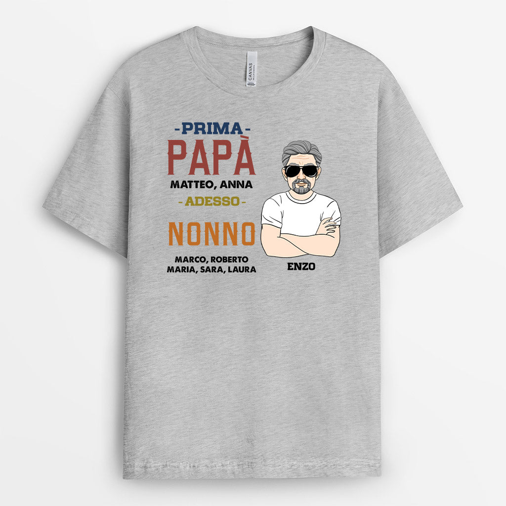 Prima Papà Adesso Nonno - Regali Personalizzati | Magliette per Papà/Nonno