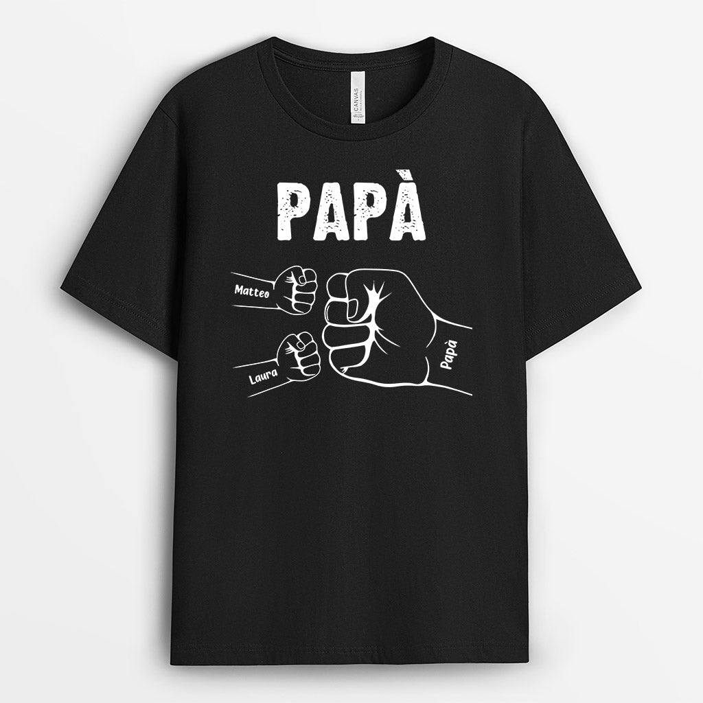 Pugno D'Urto Papà, Nonno e Bambini - Regalo Personalizzata | Maglietta per Papà/Nonno