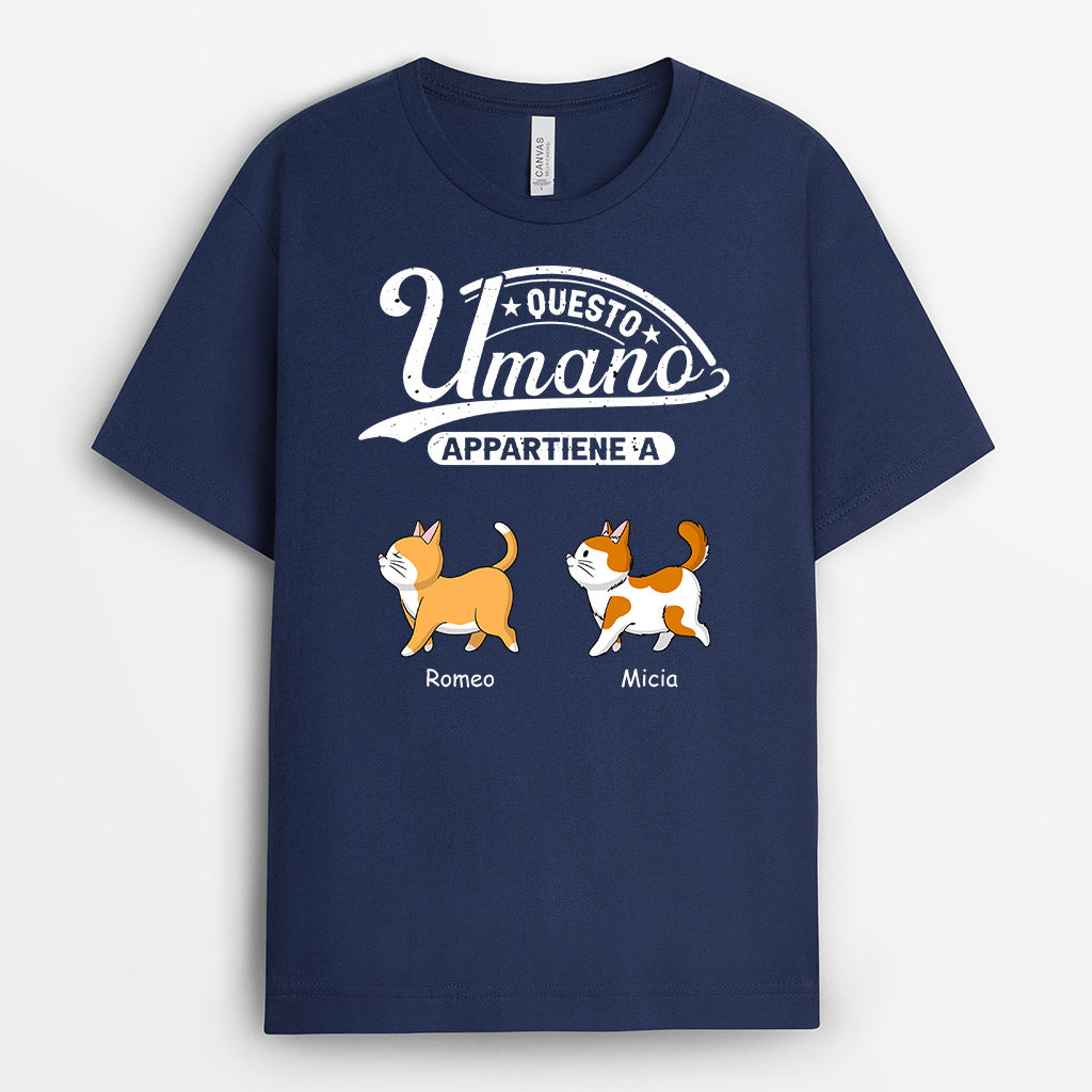 Questo Umano Appartiene A - Regali Personalizzati | Magliette per Amante Dei Gatti