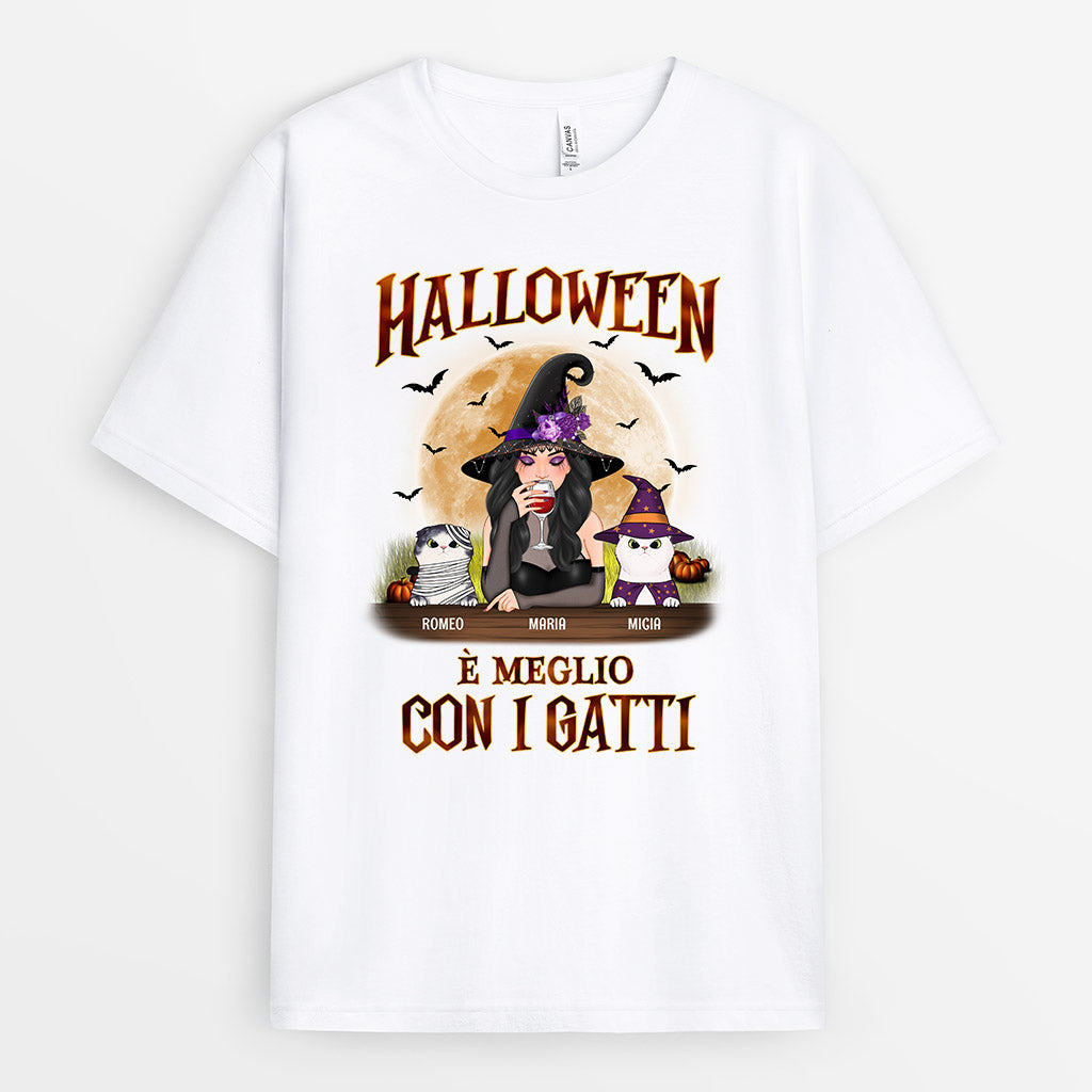 Halloween È Meglio Con I Gatti - Regali Personalizzati | Magliette per Halloween
