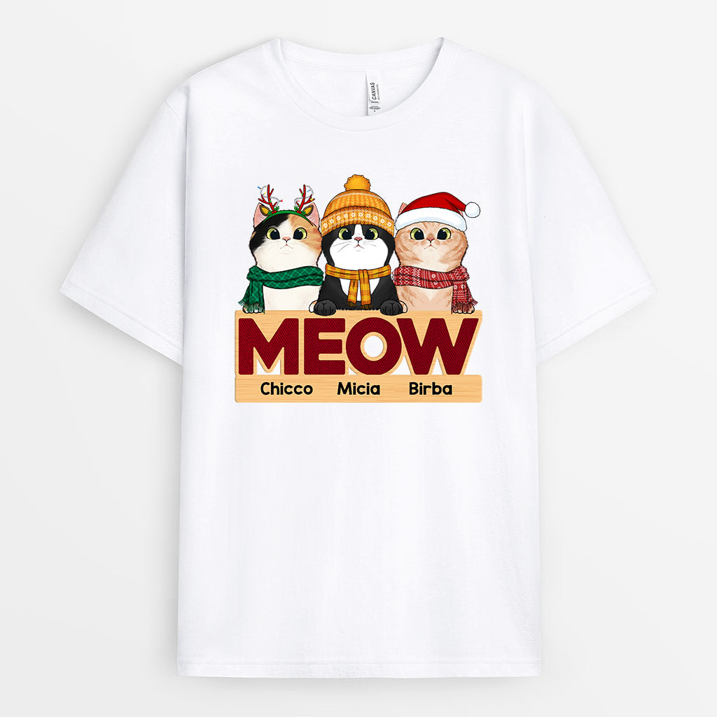 Meow - Regali Personalizzati | Magliette per Amanti dei Gatti Natale