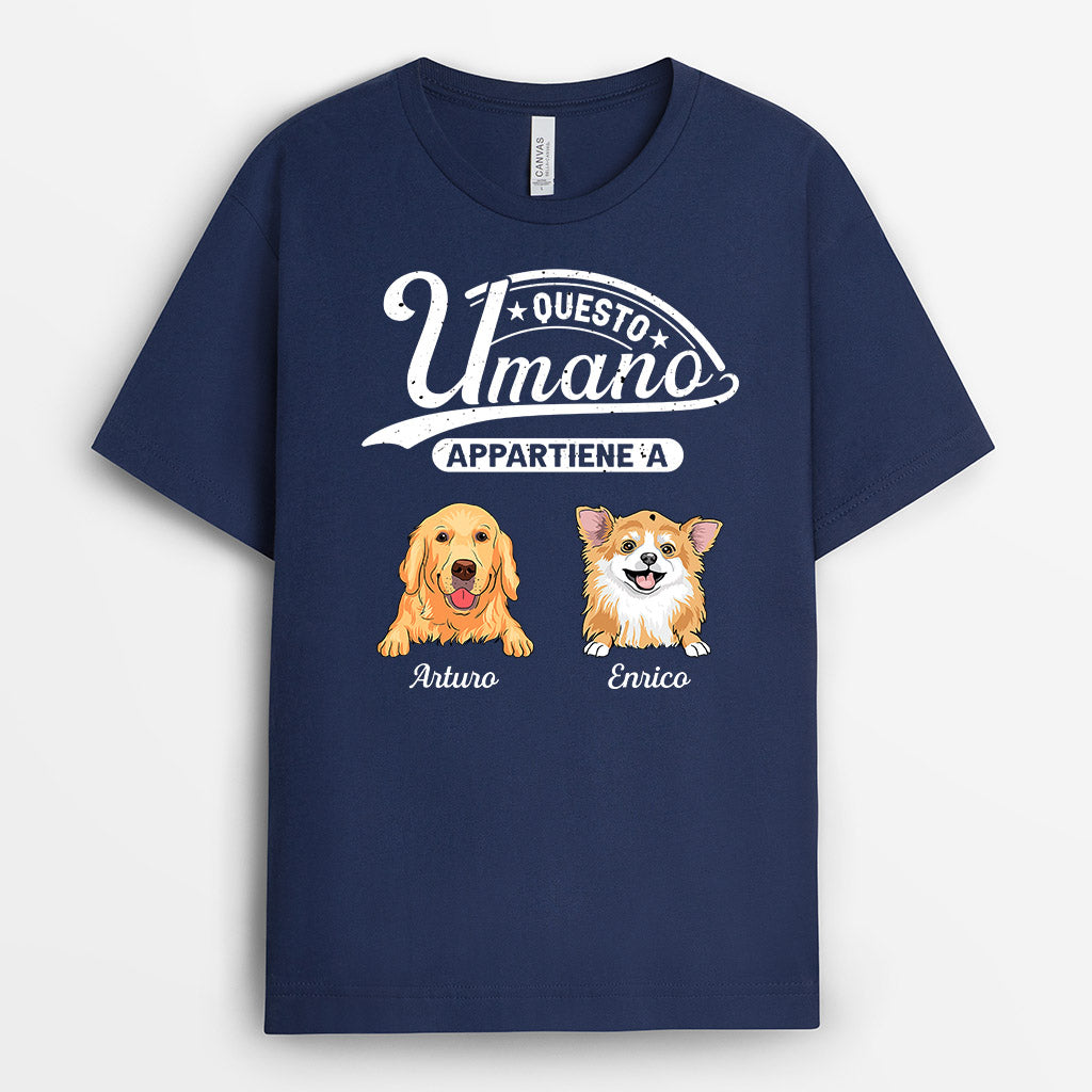 Questo Umano Appartiene A - Regali Personalizzati | Magliette Per Amante Dei Cani
