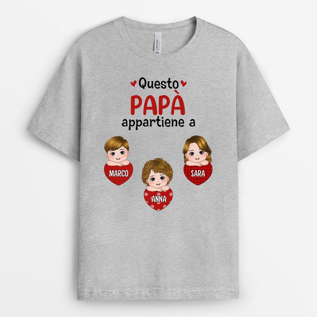 Questo Papà/Nonno Appartiene A - Regali Personalizzati | Magliette per Papà/Nonno