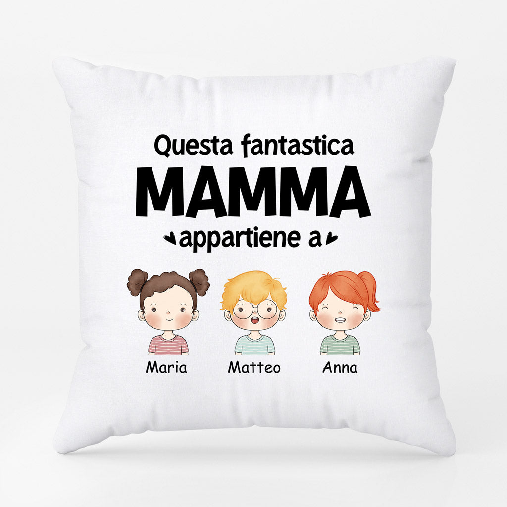 Questa Fantastica Mamma/Nonna Appartiene A -  Regali Personalizzati | Cuscino per Mamma/Nonna