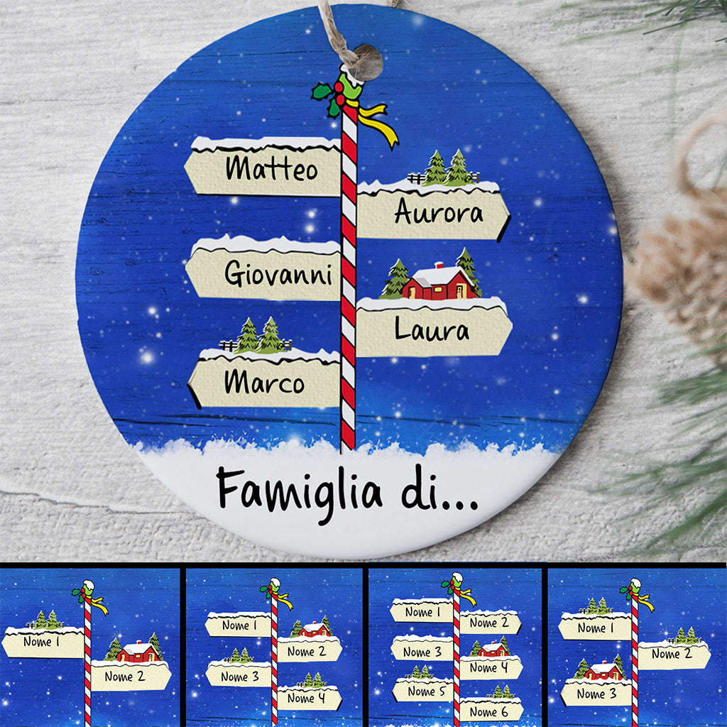 Palla di Natale personalizzata - Famiglia - Cartello natalizio in famiglia - 0072ORN